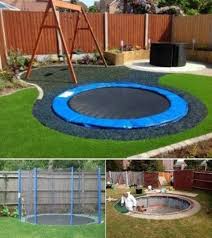 How To Set Up In Ground Trampoline I Want This Soooo Bad In My Backyard Trampolin Hundido Patios Traseros Y Casas De Juego