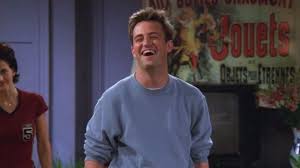Add button to my site. Sweatshirt Blue Basic Worn By Chandler Bing Matthew Perry In The Series Friends Spotern