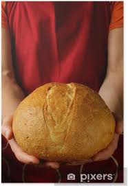 Il faut considérer cette recette de pain courant (ou dit « pain blanc »), comme la recette du pain de base à maîtriser. Poster Miche De Pain Fait Maison Dans Les Mains De Chef Pixers Nous Vivons Pour Changer