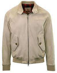 Baracuta G9 Suede Retro 1960s Mod Harrington Jacket In Stone Harrington Jacket Leather Outerwear Jackets