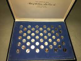 Franklin Mint Set First Edition Mini Coins Of State Quarters Sterling Silver Coin Collecting Sterling Silver Silver