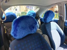 Royal Blue Fluffy Faux Fur Car Headrest Covers 1 Pair Faux Fur Fabric Fur Fabrics Faux Fur