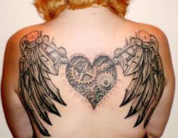 The shoulder is an obvious location for the wing, as it reinforces the thought that the arm would serve as the mechanical portion of the wing. Pin By Ashley Briggs On Hearts Steampunk Tattoo Steampunk Tattoo Design Steampunk Tattoo Ideas