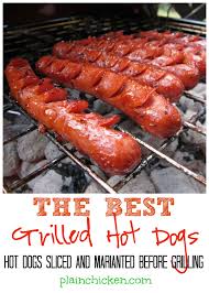 The Best Grilled Hot Dogs Hot Dogs Sliced And Marinated Before Grilling You Will Never Grill Hot Grilled Hot Dogs Recipes Hot Dog Recipes Grilling Hot Dogs