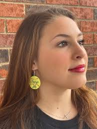 Softball Personalized Name Earrings, Player Name and Number Earrings,  Softball Mom Accessories, Customized Sports Fan Earrings, Softball