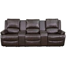 Homall gaming recliner chair with pu leather, multiple colors. Flash Furniture 3 Seat Leather Reclining Home Theater Seating In Brown Bt 70295 3 Brn Gg