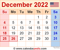 Free December 2022 Christmas Calendar December 2022 Calendar | Templates For Word, Excel And Pdf
