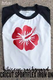 Hibiscus Rashguard Swim Shirt Diy With Cricut Sportflex Iron On In 2021 Rash Guard Diy Shirt Swim Shirts