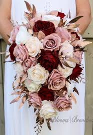 Wedding flowers and bridal bouquets. Flower Bouquet Wine Bridal Bouquet Rose Gold Custom Bouquet Cascade Bridal Bouquet Wedding Flowers Burgundy Bouquet Dusty Rose Bouquets Weddings Valresa Com