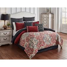 Son loves his new bed room set. Riverbrook Home Sadler Comforter Sham Set Red Gray Comforter Sets Burgundy Bedding Pattern Comforters