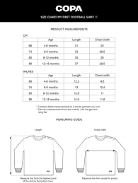 Size Chart My First Football Shirt Cm Inch Copa