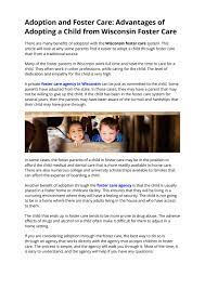 Some of the children in state custody were given up by their parents voluntarily. Advantages Of Adopting A Child From Wisconsin Foster Care By Communitycareresources Issuu