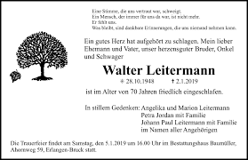Traueranzeigen von Walter Leitermann