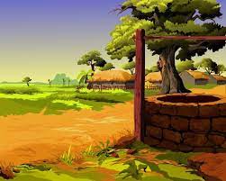 Cartoon Artist Cartoon Background Indian Village