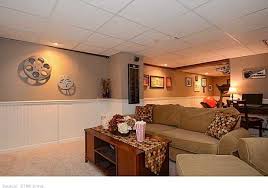 Traditional Basement With Carpet Wainscoting Chair Rail Small Grey Bedroom Home Sectional Couch
