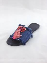 Rasteirinha Jeans Com Pedras Anna Baroso Sandalias Femininas