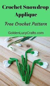 Crochet Snowdrop Flower Free Crochet Pattern Goldenlucycrafts Easy Crochet Patterns Free Crochet Applique Crochet Flower Patterns