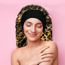 2 件式長絲緞睡眠帽適用於捲髮、長髮箍和辮子髮帽用於頭髮護理