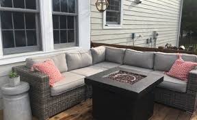 Eldora Patio Sectional With Cushions In 2020 Outdoor Fire Pit Seating Patio Sectional Deck Furniture Layout