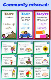 Homophones There Their And They Re Are Commonly Misused Words This Product Features 45 Graphic Task Cards That Give Misused Words Teaching Elementary Words