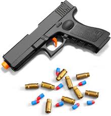 Amazon.com: Soft Bullet Foam Gun Blaster Shell ejecting pistola Dart Toy  Pellet Ball Pistol Realistic Toy Cool Stuff That Look Real Fake Model Black  ...