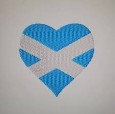 Diseño de bordado a máquina con forma de corazón de Escocia, bandera  escocesa, bandera de St. Andrews, diseño de la bandera de Escocia en 2  tamaños