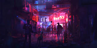 Artwork Digital Digital Art Concept Art Science Fiction 3d Cyberpunk Street Rural Dog Robot People Pink Color In 2020 Cyberpunk City Cyberpunk Art Cyberpunk