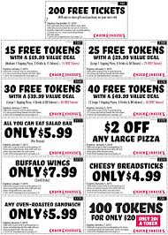 Chuck E Cheese Coupons 100 Tokens For 20 More At Chuck