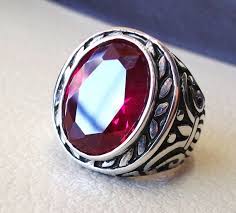 Ruby Identical Synthetic Stone High Quality Imitation Corundum Etsy Rings For Men Solid 925 Sterling Silver Gemstones