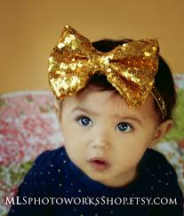 Gorgeous Sparkly Gold Hair Bow Headband
