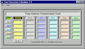 Troy Ounce Conversion Tool Screenshot Freeware Files Com