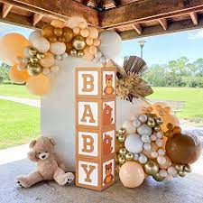 Buy Teddy Bear Baby Shower Boxes For Birthday Party Decorations 4 Brown Baby Balloon Boxes With Teddy Bears Printed Baby Blocks For First Birthday Boys Girls Babyshower Decorations Gender Reveal Backdrop Online