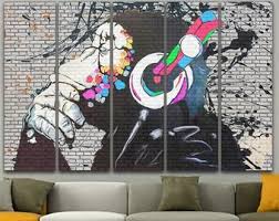 Banksy Wall Canvas Street Art Print Monkey Wall Art Music Etsy Monkey Wall Art Street Art Graffiti Creativity Street Art