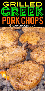 Grilled Greek Pork Chops Hands Down The Best Pork Chops I Ve Ever Eaten Marinated In Olive Oil Lemon Juice Worcestershire Sau Recipes Stuffed Peppers Food