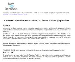 El término «labio leporino» es la forma coloquial de referirse al labio hendido o fisurado. La Intervencion Enfermera En Ninos Con Fisuras Labiales Y O Palatinas Ocronos Editorial Cientifico Tecnica