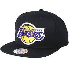 Caps La Lakers Wool Solid Black Snapback Mitchell Ness In 2021 Black Snapback Xl Logo Lakers Hat