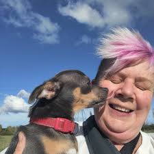Made most of a gorgeous sunny and mild autumn day ,had the granddaughters,  so went for a walk with my mum and my daughter's jackaleir , RALF blue  miniature Chihuahua loved running