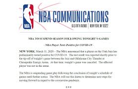 Today's 2021 nba national tv schedule provides full tv listing guide with dates, times and tv channels. Nba On Twitter Nba To Suspend Season Following Tonight S Games
