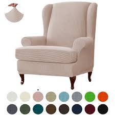 You have inspired me to attempt making slipcover for my two wing back chairs. Subtrex Stretch 2 Piece Textured Grid Wingback Chair Slipcover Navy Walmart Com Walmart Com