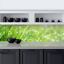 Bei Der Kuchenruckwand Gras Ist Der Name Programm Einige Grashalme Sind In Nahaufnahme Zu Sehen Wi Kuchenruckwand Glas Kuche Spritzschutz Glas Kuchenruckwand