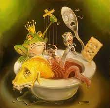 The Cracker At Edge Of The Primordial Soup By Sgibb Deviantart Com Frog Art Creative Illustration Surrealism Painting