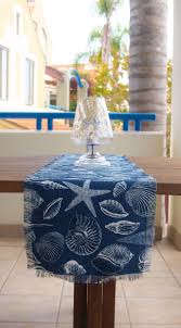 Blue Shell Table Runner Indoor Outdoor Table Runner 12 Etsy Outdoor Table Runner Table Runners Outdoor Tables