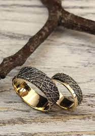 His And Her Black Gold Unique Chaos Bands Set Rustic Black Etsy In 2021 Wedding Rings Sets His And Hers Wedding Ring Sets Vintage Wedding Ring Sets