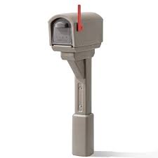 The mailbox features an aluminum mail indicator flag and steel door latch for latch for convenient operation and mail retrieval. Step2 Mailmaster Express Post Mount Mailbox Mocha 578499 The Home Depot