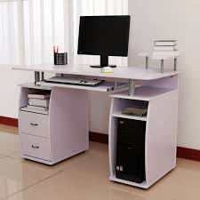 Homcom Computer Table Desk Pc Desktop Drawer Home Office Furniture White Modern Computer Desk Computer Desk Design Computer Desk