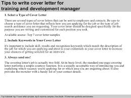 Training And Development Manager Cover Letter