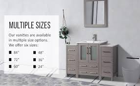 Full bathroom dimensions (bath / shower combination with toilet and sink) 5ft x 8ft (1.5m x 2.4m). Amazon Com Vanity Art 84 Inch Double Sink Bathroom Vanity Combo Set 3 Side Cabinets 2 Shelves 13 Dove Tailed Drawers Ceramic Top Bathroom Cabinet With Free Mirror Va3024 84 W Kitchen Dining