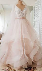 Blush Pink Lace Wedding Dresses Multi Layered Organza Wedding Gowns Awd1336 Wedding Dresses Blush Pink Wedding Dresses Wedding Dresses Lace