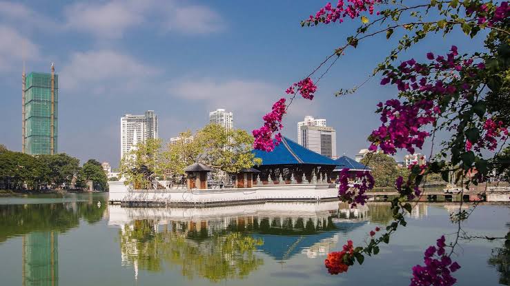 Beira Lake Seema Malaka floating temple Geoffrey Bawa Colombo skyline reflection Sri Lanka