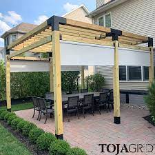 Double Pergola Kit With 2 Shade Sails For 6x6 Wood Posts Pergola Backyard Shade Outdoor Pergola